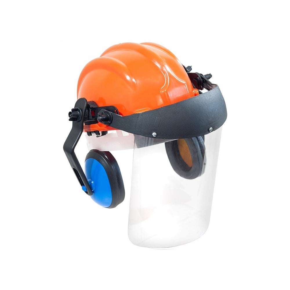 Capacete com Abafador+Viseira Plastcor Laranja 70001344
