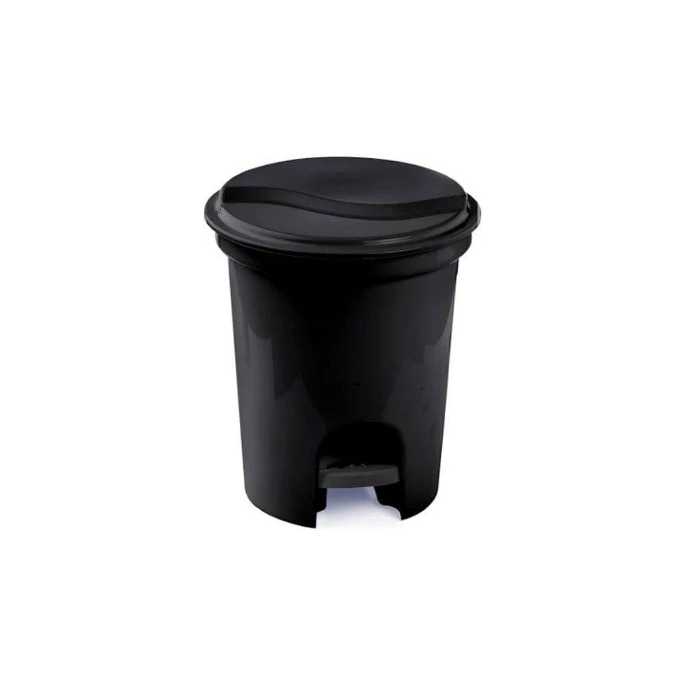Lixeira com Pedal Redonda Plasvale Preta 13L | 182 - imagem 1