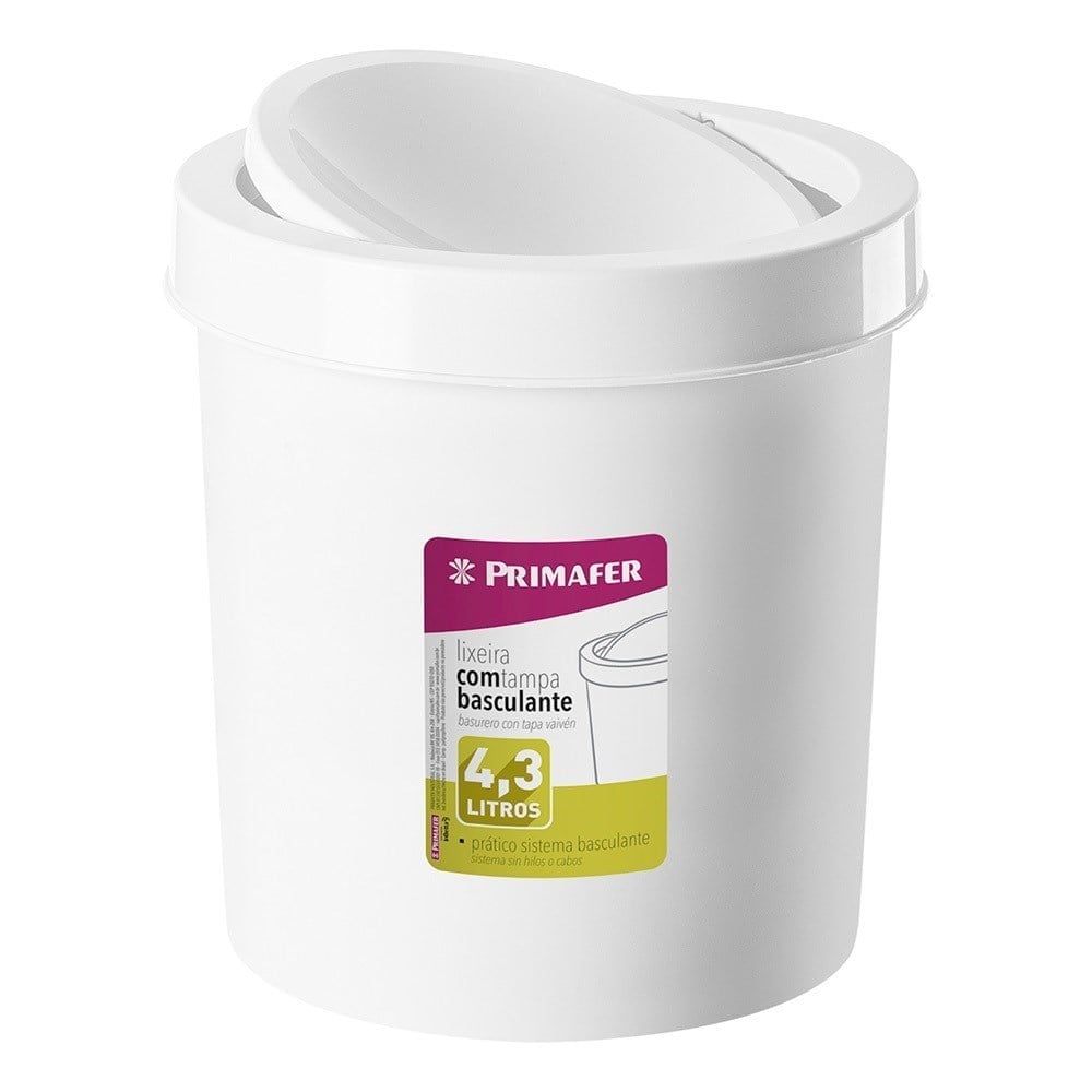 Lixeira Primafer Basculante 4.3L Branca PR1017-2 - imagem 1