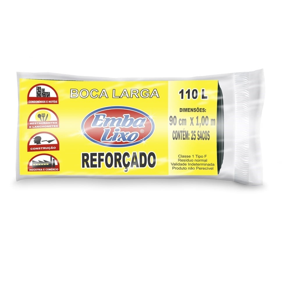 Saco Embalixo Profissional Preto 110L com 25 Sacos | 511768