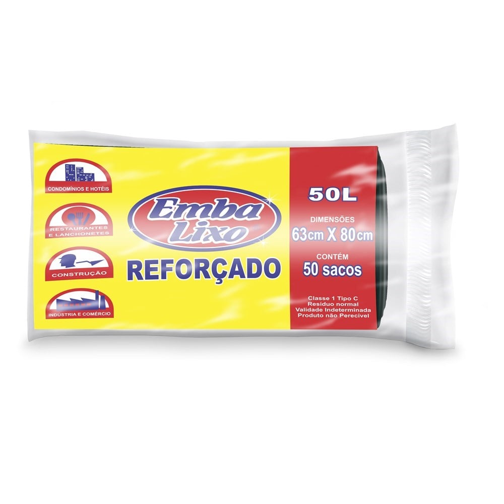 Saco Embalixo Rolo Profissional Preto 50L com 50 Sacos 513564