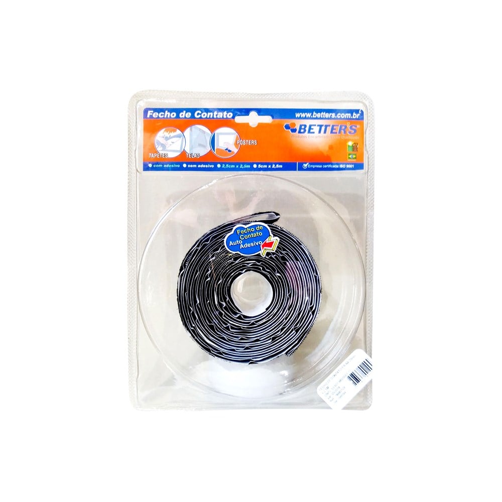 Fecho Contato Adesivo Preto 25x250cm RL109 2000100065