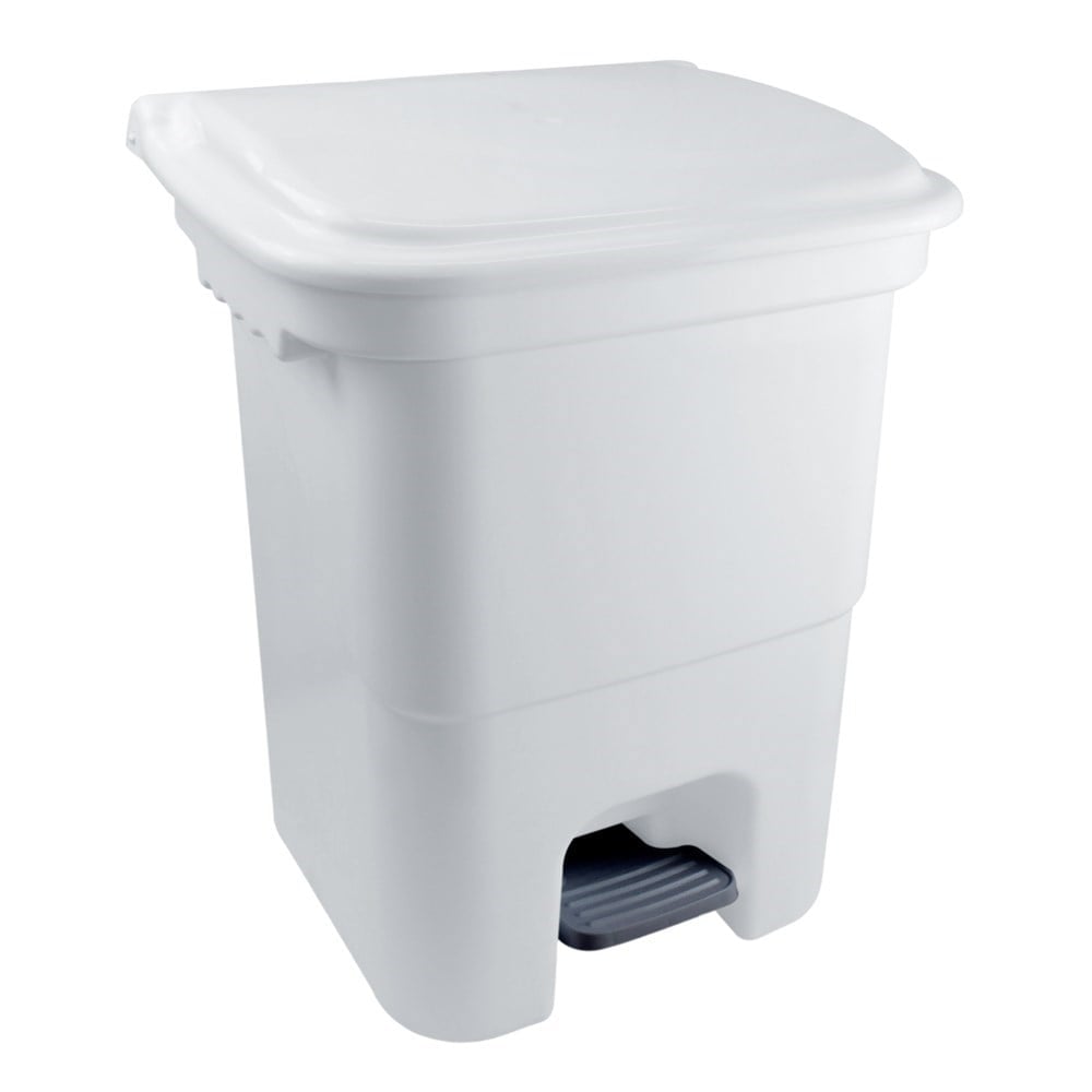 Lixeira Plasvale com Pedal 50L Branca Quadrada | 12908300