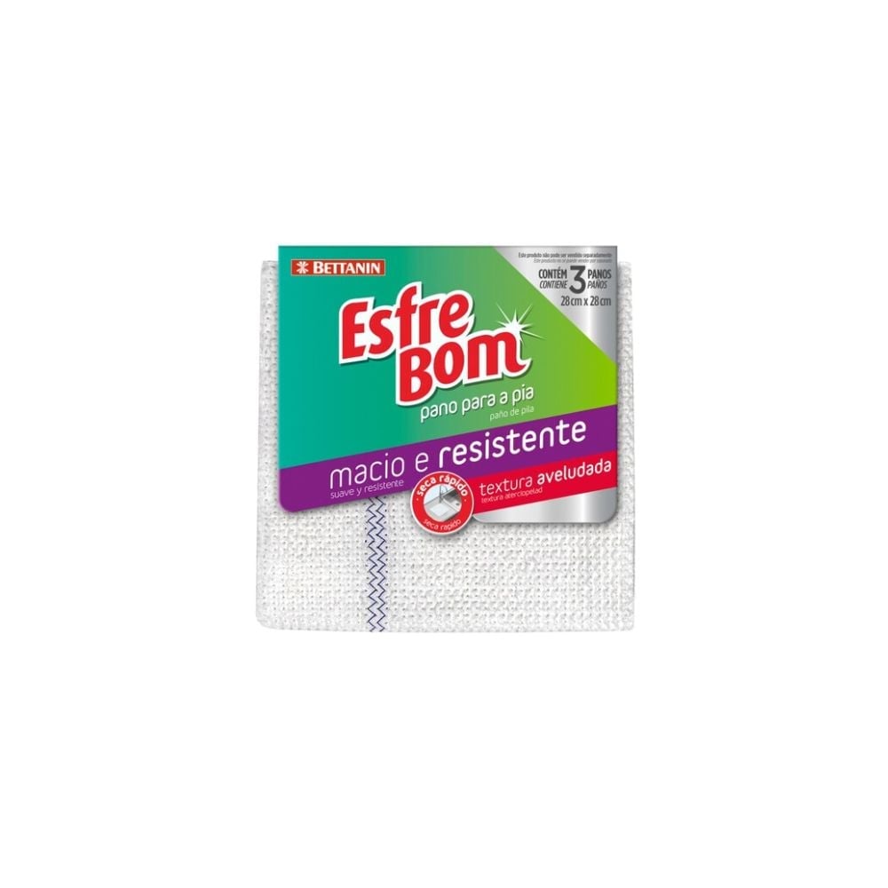 Pano Limpeza Esfrebom Ecológico Pia 3 Peças BT4980 - imagem 1