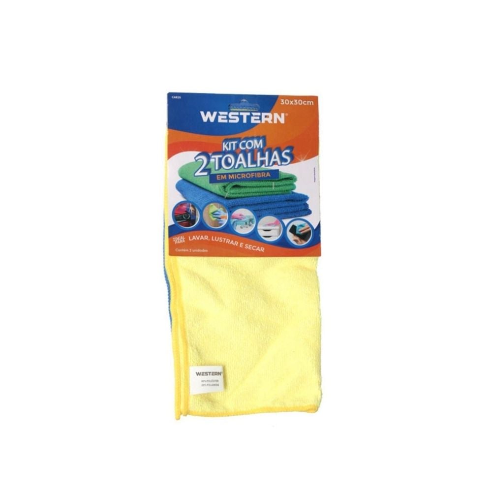 Jogo 2 Toalha Microfibra Western 30X30Cm Automotivo | CAR25 - imagem 1