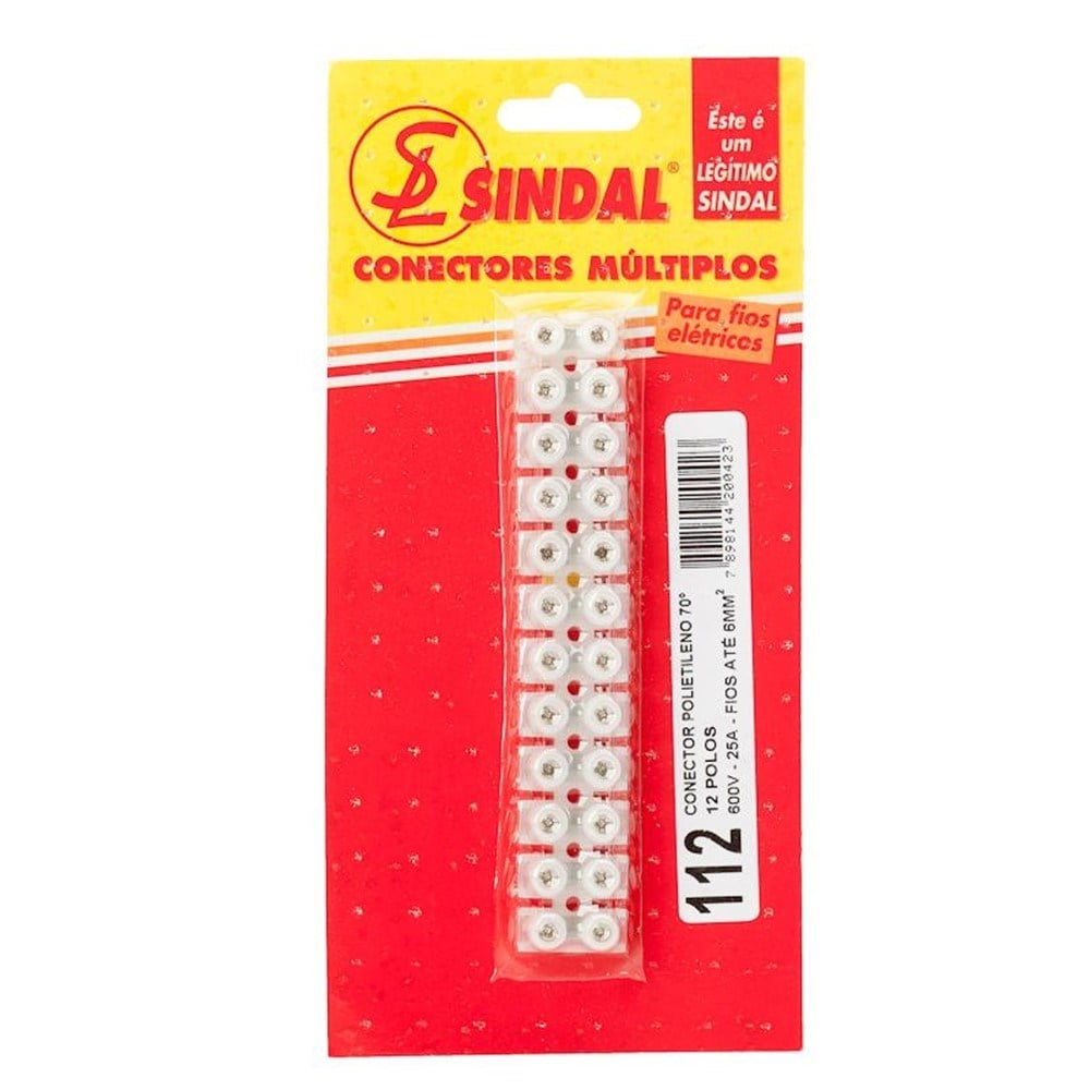 Conector Barra Sindal Plástico 6/112 Cartelado SKI.0112.PE.B