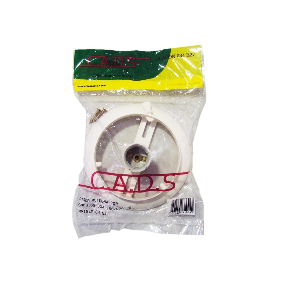 Plafonier PVC Cads PVC Branco Redondo Soquete PVC E27 181107