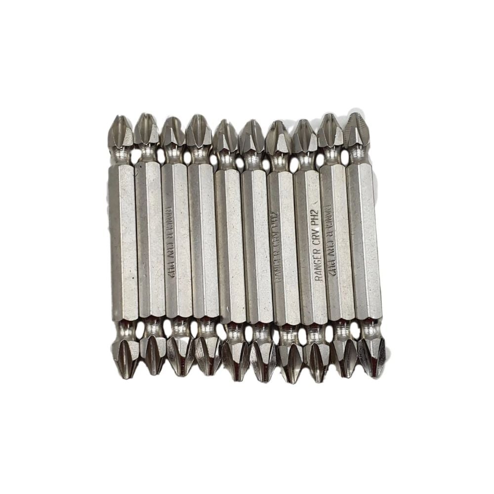 Jogo de Bits Phillips Ranger PH2 Ponteiras Dupla CRV - 65MM 10 Peças | RJB-1000