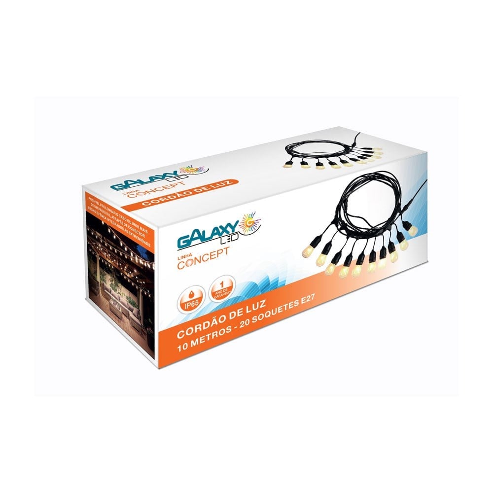 Cordão de Luz para Decoração Galaxy 20 Soquetes E-27 10M IP65 3732